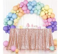 3E Home Rose Gold Sequin Tablecloth,Rectangle Sequin Table Cover for Wedding Halloween Christmas Party Banquet 90" X 132" (229cm X 335cm)