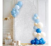 3E Home Silver Sequin Arch Backdrop Cover,6 FT Sparkly Arch Cover for Wedding, Baby Shower, Birthday Party, Events, Reception Decor