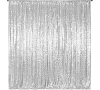 3E Home Silver Sequin Backdrop,152x183cm(5Ftx6Ft) Glitter Photo Booth Background for Christmas Birthday Wedding Baby Shower Party Decoration