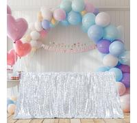 3E Home Silver Sequin Tablecloth, Elegant Rectangle Wedding Table Cover for Banquets & Parties, 50" x 72" (127cm x 183cm), Sparkling Sequin Tablecloth for Events