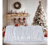 3E Home Silver Sequin Tablecloth,Rectangle Sequin Table Cover for Wedding Halloween Christmas Party Banquet 60" X 102" (152cm X 259cm)