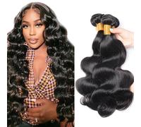 3EC J1B BB 303234 Inch Human Bundles Extension Evaxilc Body Wave Real Hair Wig 100% Unprocessed Brazilian Virgin Hair #1b Natural Black Colour 3 Bundles Total 300 g Double Weft Weave