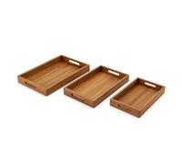 3er Set Serving Tray With Handles Acacia Wood 3 Sizes Wooden Tray