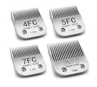 3FC/4FC/5FC/7FC Silver Detachable Clipper Ceramic Blades, Dog Grooming Clipper Replacement Blades Compatible with KM Series Clippers, Most A5, Size-3FC/4FC/5FC/7FC, Cut Length 3.2mm to 13mm, 4 Packs