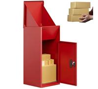 3FlexHome Caladrius Extra Large Parcel Box with Combination Lock, Delivery Box with Secure Front Access, Durable, Lockable Weatherproof Outdoor Parcel Drop Box For Multiple Packages (RED)