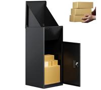 3FlexHome Caladrius Extra Large Parcel Box with Combination Lock, Delivery Box with Secure Front Access, Durable, Lockable Weatherproof Outdoor Parcel Drop Box For Multiple Packages (BLACK)
