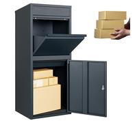 3FlexHome Extra Large Parcel Delivery Box - Large Parcel Drop Box Outdoor, Delivery Box with Secure Front & Rear Access, Durable, Lockable Weatherproof Parcel Drop Box For Multiple Packages (GREY)