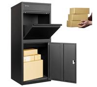 3FlexHome Extra Large Parcel Delivery Box - Large Parcel Drop Box Outdoor, Delivery Box with Secure Front & Rear Access, Durable, Lockable Weatherproof Parcel Drop Box For Multiple Packages (BLACK)