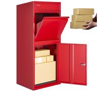 3FlexHome Phoenix Extra Large Parcel Box - Large Parcel Box Outdoor, Delivery Box with Secure Front Access, Durable, Lockable Weatherproof Parcel Drop Box For Multiple Packages (RED)