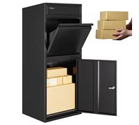 3FlexHome Phoenix Extra Large Parcel Box - Large Parcel Box Outdoor, Delivery Box with Secure Front Access, Durable, Lockable Weatherproof Parcel Drop Box For Multiple Packages (BLACK)