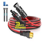 3FT 12AWG XT60 Solar Charging Cable, GIBBAB Solar Panel Connector to XT60 Extension Charge Adapter Cable with Caps & Wire Ties for LiFePO4 Battery RV Portable Power Station Ecoflow Generator