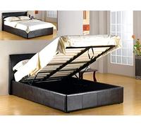 3ft, 4ft, 4ft6, 5ft Fusion PU Brown Leather Ottoman Storage Bed Double Single King Storage Bed Kelsey Stores ltd (4FT Small Double Storage Bed)