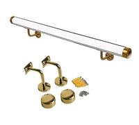 3ft/4ft/5ft/6ft/10ft/12ft/14ft/20ft Clear Acrylic Handrail for Stairs - Non-Slip Transparent Indoor Stair Handrails for Home Kindergarten Corridor Railing Loft, Staircase Handrail Complete Kit(Gold,15