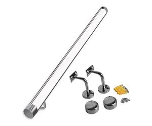 3ft/4ft/5ft/6ft/10ft/12ft/14ft/20ft Clear Acrylic Handrail for Stairs - Non-Slip Transparent Indoor Stair Handrails for Home Kindergarten Corridor Railing Loft, Staircase Handrail Complete Kit(Silver,