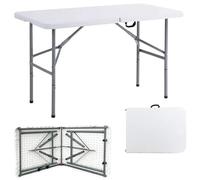 3ft 4ft 6ft Folding Table with White Top, 180x70x74cm - Sturdy Metal Frame, Portable & Easy Assembly - Ideal for Parties, BBQs, Camping (White.) (4 FT (L122 x W61 x H74 cm))