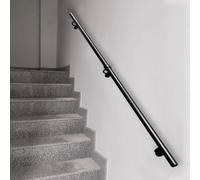 3ft 6ft 7ft 10ft 14ft Staircase Handrail for Indoor Outdoor Steps, Round Pipe Deck Porch Railing Wall Mount Stair Banister Rail with Installation Kit, Black(20ft/600cm)