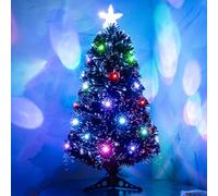 3Ft (90Cm) Black Fibre Optic Christmas Tree With Multicoloured Led Lights