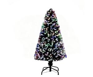 3Ft/90cm FFibre Optic Christmas Tree with Multicolour Changing LED Lights Decorations - Pre-Lit Green Artificial Xmas Tree Colourful Lights