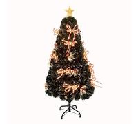 3Ft/90cm Fibre Optic Christmas Tree with Star Topper - Ribbon Bows Decorations - Green Pre-Lit Artificial Xmas Tree Featuring Red Berries, 8 Changing Light Modes