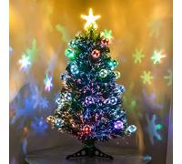 3Ft (90Cm) Green Fibre Optic Christmas Tree With Multi-Coloured Led Lights And Baubles