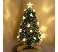3Ft (90Cm) Green Fibre Optic Christmas Tree With Warm White Led Lights And Stars