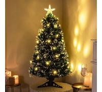 3Ft (90Cm) Green Fibre Optic Christmas Tree With Warm White Led Lights And Warm White Fibre Optics