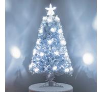 3Ft (90Cm) White Fibre Optic Tree With White Led Lights And White Fibre Optics