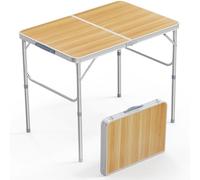 3FT Adjustable Height Aluminum Folding Camping Table - Lightweight Portable Outdoor Picnic BBQ RV Utility Table with Carry Handle for Camping Tailgating & Travel