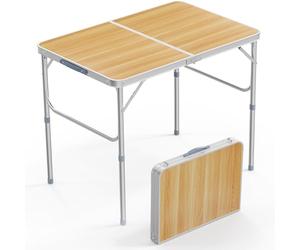 3FT Adjustable Height Aluminum Folding Camping Table - Lightweight Portable Outdoor Picnic BBQ RV Utility Table with Carry Handle for Camping Tailgating & Travel