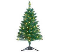 3FT Artificial Christmas Tree with Lights Lighted Green Tabletop Christmas Tree with Plastic Stand Light Up Battery Operated Xmas Pine Tree for Party Supplies Holiday Home Decoration