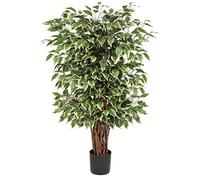 3ft Artificial Ficus Tree with Real Wood Trunks, Replica Tall Artificial Plant with Lifelike Leaves for Home Living Room Indoors Decor (90cm)