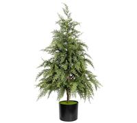 3ft Artificial Small Potted Christmas Tree - 90cm Realistic Green Cypress Faux Cedar Pine Mini Xmas Tree Winter Greenery Decoration for Holiday Desktop Tabletop Garden Indoor Outdoor Home Décor