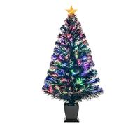 3ft Black Fiber Optic Christmas Tree,Pre-Lit Artificial Mini Christmas Tree, Tabletop Small Xmas tree with Stars Holiday Home Decorations (3ft, Green)