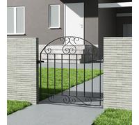 3ft Black Modern Arched Top Metal Outdoor Garden Gate Fence Gate 850 x 900 mm