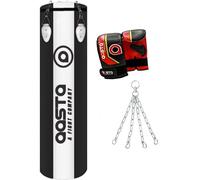 3ft Black Punch Bag with 4-Strand Hanging Chain,Bag Mitts - Durable Training Set