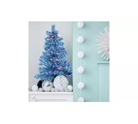 3ft Blue Fibre Optic Christmas Tree, Small Artificial Holiday Tree with Tinsel Branches