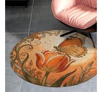 3ft Circle Rug Non Slip Bath Rug Soft Stain Resistant Coral Velvet Monarch Tulip Blossom Carpet for Under Round Table Washable Indoor Floor Mat for Living Room Bedroom Nursery Home Office Decor