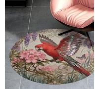3ft Circle Rug Non Slip Bath Rug Soft Stain Resistant Coral Velvet Parrot Rhododendron Peak Carpet for Under Round Table Washable Indoor Floor Mat for Living Room Bedroom Nursery Home Office Decor