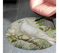 3ft Circle Rug Non Slip Bath Rug Soft Stain Resistant Coral Velvet Pigeon Magnolia Bloom Carpet for Under Round Table Washable Indoor Floor Mat for Living Room Bedroom Nursery Home Office Decor