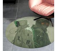 3Ft Coral Velvet Round Area Rug Non Slip Backing Bathroom Rug Water Absorbent Plush 0.2 Inch Low Pile Circle Mat Two Green Ghosts Carpet for Kitchen Bedroom Entryway Nursery Room Decor