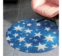 3ft Coral Velvet Round Rug Machine Washable Non Slip TPR Backing Blue Shining Stars Pattern Area Rug Pet Friendly Doormat Low Pile Soft Plush Bedroom Carpet for Living Room Kitchen Entryway Dorm I