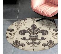 3ft Coral Velvet Round Rug Machine Washable Non Slip TPR Backing Fleur-de-Lis and Coat Arms Knight Area Rug Pet Friendly Doormat Low Pile Soft Plush Bedroom Carpet for Living Room Kitchen Entryway