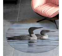 3Ft Coral Velvet Round Rug Machine Washable Non Slip TPR Backing Loon Birds Area Rug Pet Friendly Doormat Low Pile Soft Plush Bedroom Carpet for Living Room Kitchen Entryway Dorm Indoor