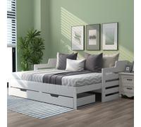 AKA 3ft Daybed Trundle & Drawer Cabin Bed Guest Bed Sofa in White | Size: Single AKA White Single