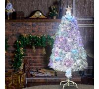 3ft Fibre Optic Christmas Tree with Stars and Stand - Fiber Colorful and Color-Changing Artificial Xmas Trees Home Office Decoration (White)