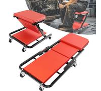 3FT Foldable Mechanic Creeper 2-in-1, Rolling Garage Stool, Thick Padded Under Car Inspection Trolley with Headrest & 6 Swivel Castors, Robust Steel Frame, 150kg Load, Space Saving Car Creeper Seat