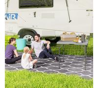 Outsunny 3ft Folding Camping Table with 2 Adjustable Height, Dark Grey - 86L x 86W x 74Hcm
