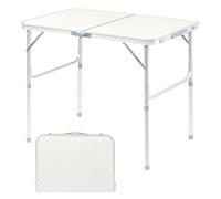 3FT Folding Table - Heavy Duty Plastic Utility Table, Portable & Adjustable Height, Fold-in-Half Design with Carrying Handle for Indoor/Outdoor Use, Perfect for Camping & Parties, White