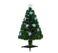 HOMCOM 3ft Green Pre-Lit Artificial Fibre Optic Christmas Tree with LEDs, Green