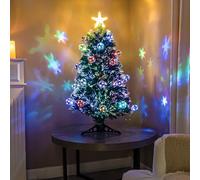 3ft Green Fibre Optic Tree with Multicoloured LED's and Fibres and Baubles